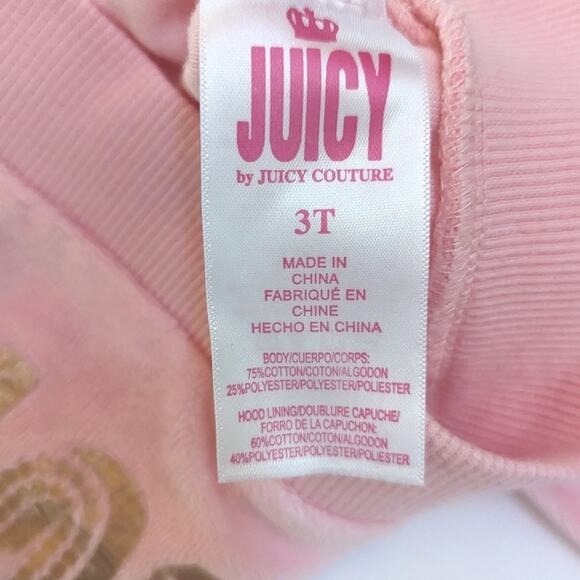 Juicy Couture Hoodie Girls Sz 3T Pink Terry Cloth Y2K - Picture 6 of 6
